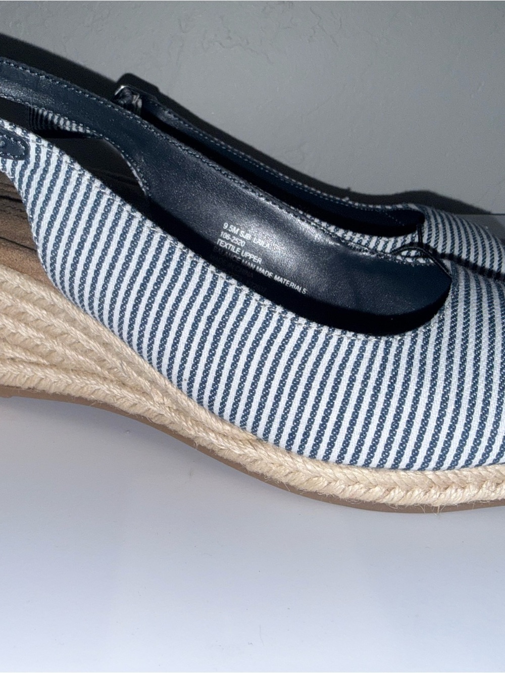St. John's Bay Navy and White Striped Slingback Espadrille Sandals - Picture 2 of 4
